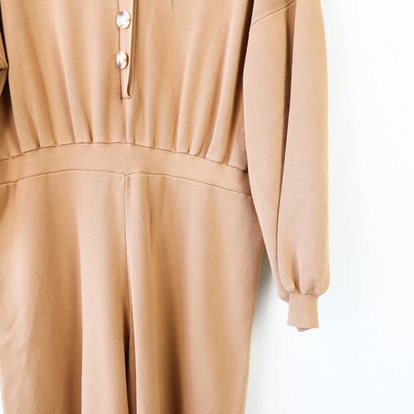 Pretty Lavish Darcie Knit Jumpsuit Brown Large - Picture 4 of 12